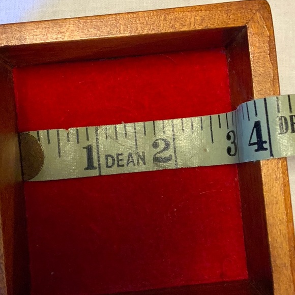 Korean Wood and Brass Jewelry Box with 4 Square Velveteen Lined Drawers - Picture 9 of 10